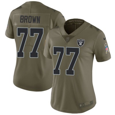 Nike Las Vegas Raiders #77 Trent Brown Olive Women's Stitched NFL Limited 2017 Salute To Service Jersey